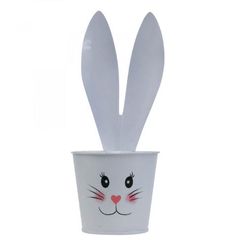 Floristik24 Macetero conejo maceta metal blanco Pascua decoración Ø8cm H20.5cm 4pcs