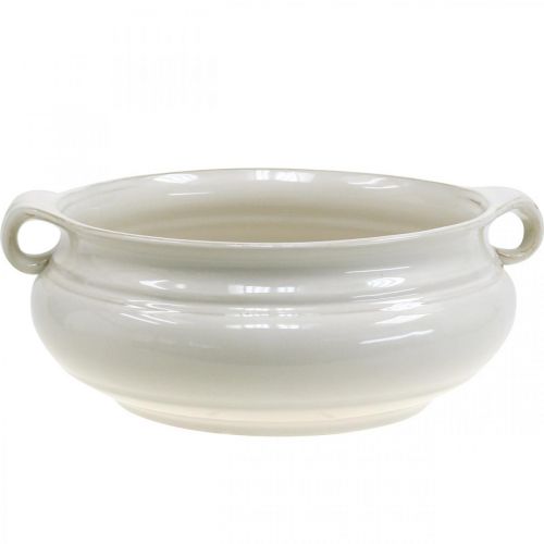 Floristik24 Macetero con asa macetero de cerámica blanco Ø26,5cm