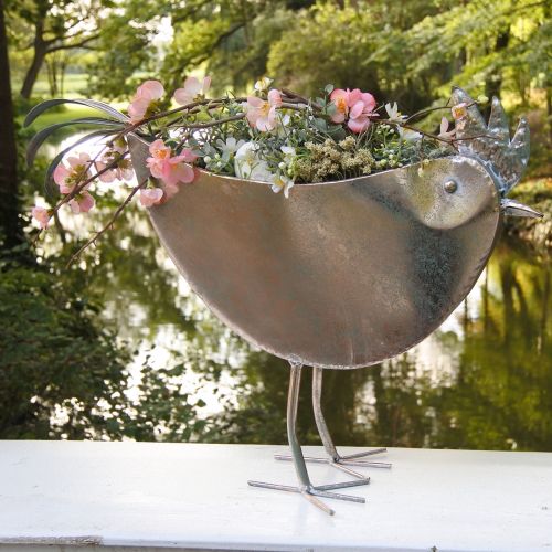 Artículo Maceta Pollo Metal Pájaro Metálico Rosado 51×16×37cm