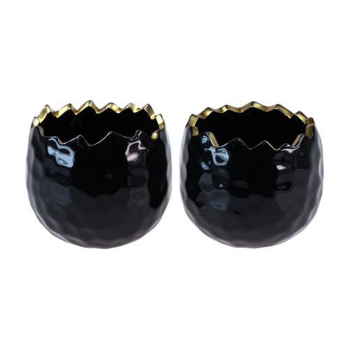 Artículo Maceta de cerámica para plantas de huevo negro Ø10cm H8cm 2 piezas
