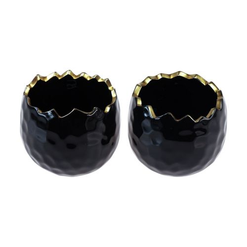 Artículo Maceta de cerámica para plantas de huevo negro Ø10cm H8cm 2 piezas
