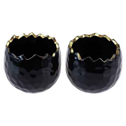 Artículo Macetero Cerámica Huevo Negro Macetero Negro Ø12cm 2uds