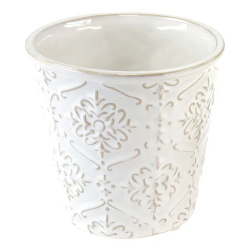 Floristik24 Macetero macetero de cerámica blanco crema beige Ø13,5cm 2ud