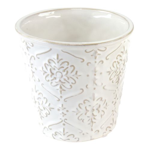 Floristik24 Macetero macetero de cerámica blanco crema beige Ø13,5cm 2 uds
