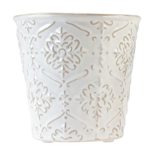 Artículo Macetero macetero de cerámica blanco crema beige Ø13,5cm 2ud