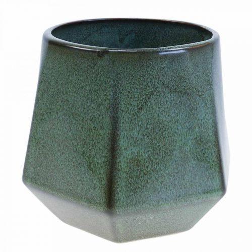 Maceta Jardinera de cerámica Verde Hexagonal Ø18cm H15cm