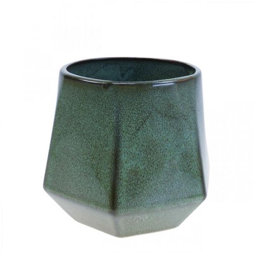 Macetero macetero de cerámica verde hexagonal Ø14cm H12cm
