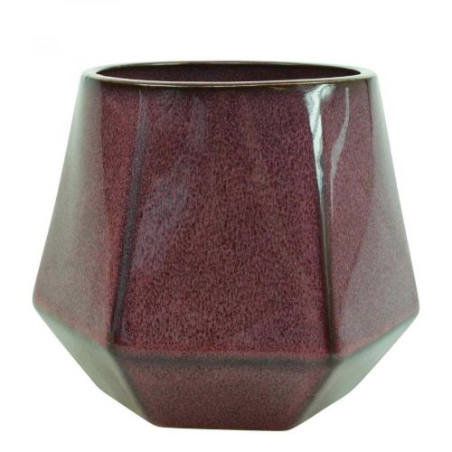 Floristik24 Macetero Jardinera de cerámica Rojo Hexagonal Ø14cm H12cm