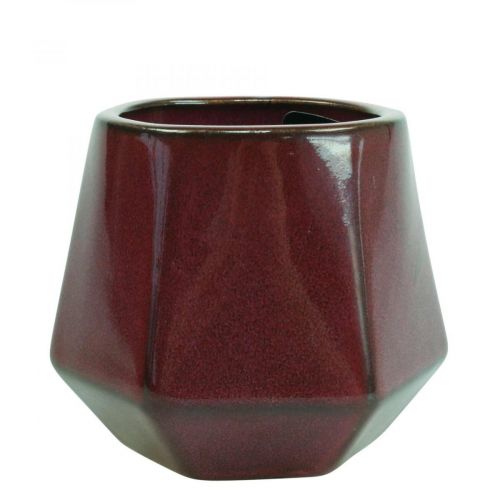 Macetero Jardinera de cerámica Rojo Hexagonal Ø10cm H9cm