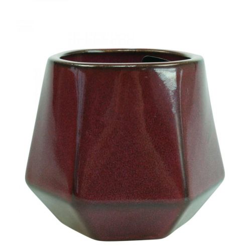 Floristik24 Macetero Jardinera de cerámica Rojo Hexagonal Ø10cm H9cm