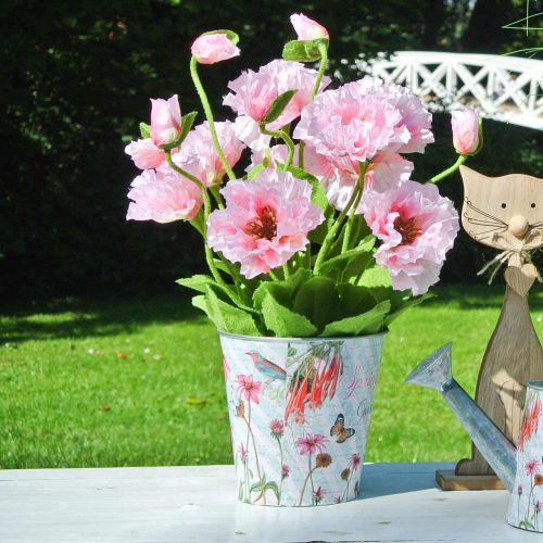 Jardinera flores de metal maceta decoración de primavera Ø15cm H15.5cm