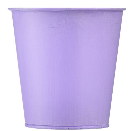 Artículo Macetero macetero de metal flores violetas Ø10cm H10,5cm