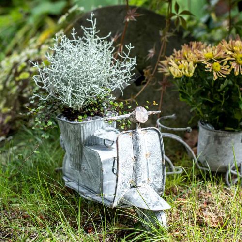 Floristik24 Maceta scooter metal vintage blanco lavado 35×12×23cm