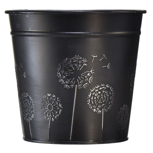 Artículo Macetero macetero negro plateado metal Ø12,5cm H11,5cm