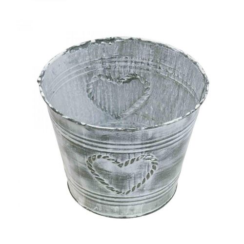 Floristik24 Macetero shabby chic macetero metal corazón Ø17cm H13.5cm