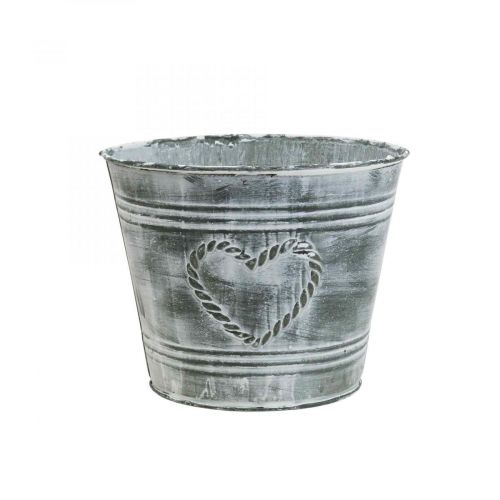 Floristik24 Macetero shabby chic macetero metal corazón Ø17cm H13.5cm