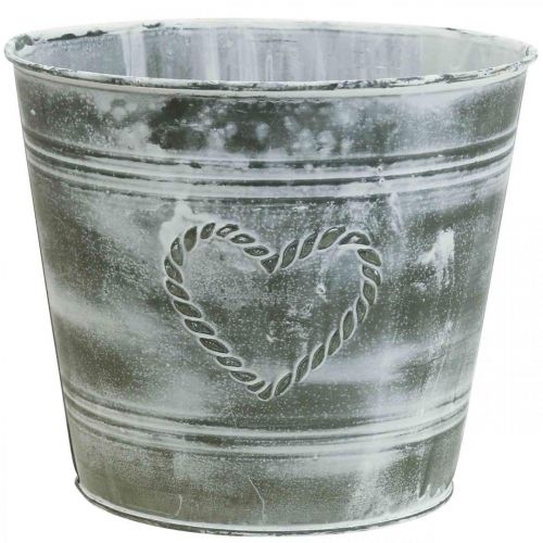 Floristik24 Macetero shabby chic macetero metal corazón Ø22cm H17.5cm