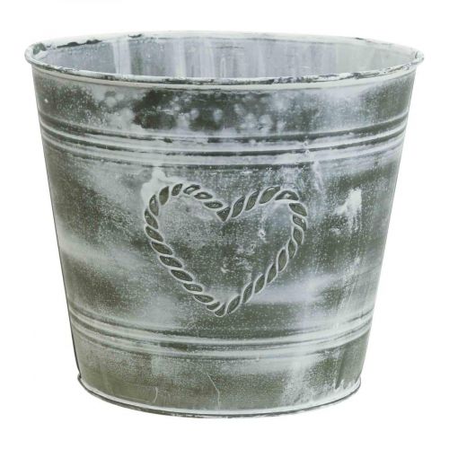 Maceta Shabby Chic macetero corazón de metal Ø17,5cm H15,5cm