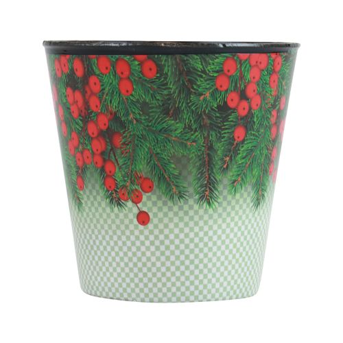 Artículo Macetero cubo macetero navideño Ilex Ø13cm H11,5cm