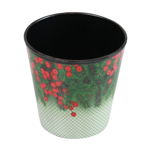 Artículo Macetero cubo macetero navideño Ilex Ø13cm H11,5cm