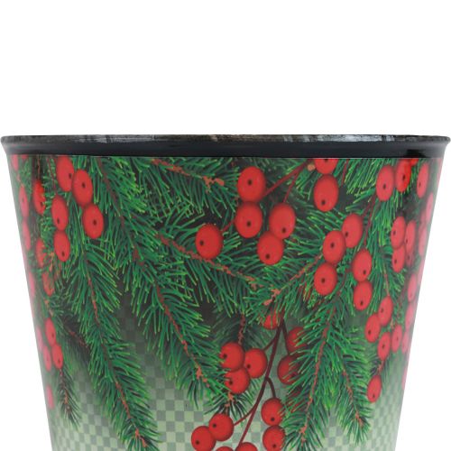 Artículo Macetero cubo macetero navideño Ilex Ø13cm H11,5cm