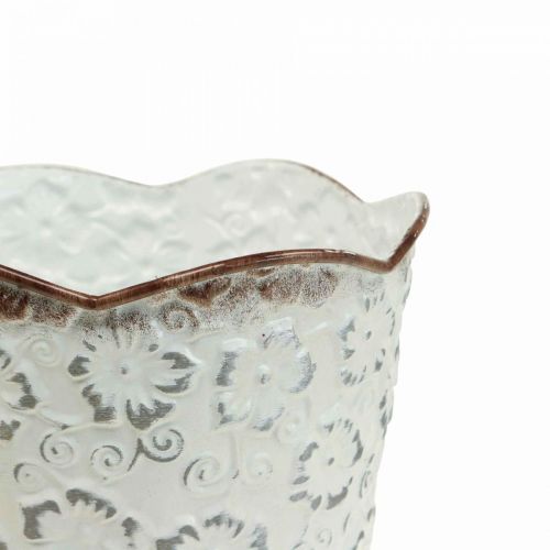 Macetero macetero metal blanco macetero Ø13cm H11.5cm