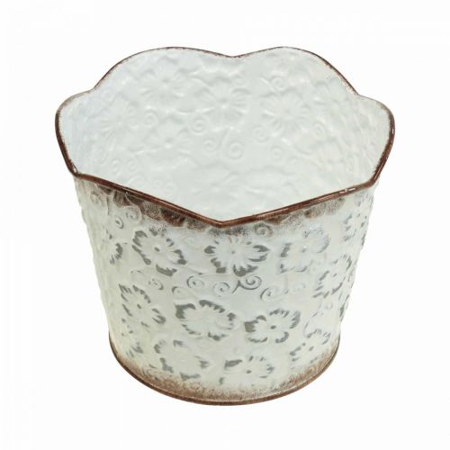 Floristik24 Macetero macetero metal blanco macetero Ø13cm H11.5cm