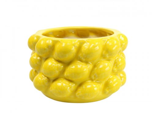 Artículo Macetero macetero de limón cerámica amarillo Ø18,5cm H12cm