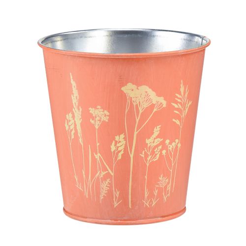 Maceta con decoración de flores amarillo albaricoque Ø10,5cm H10,5cm