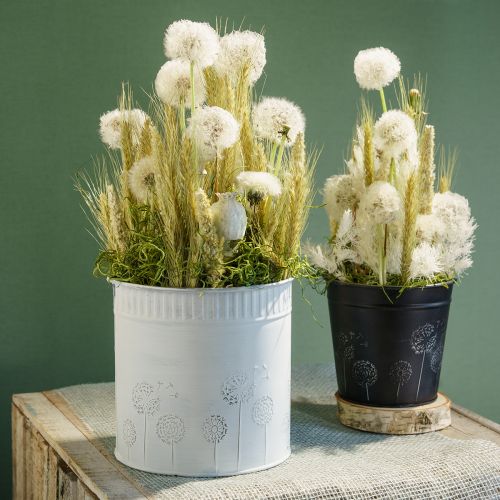 Floristik24 Macetero de diente de león blanco Ø12,5cm H14cm