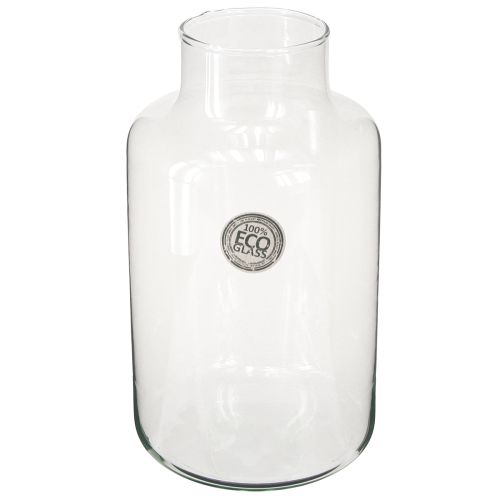 Floristik24 Jarrón de flores de cristal decorativo con cuello transparente Ø14,5cm H25cm