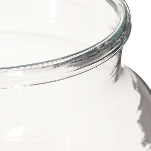 Artículo Jarrón de flores de cristal transparente para decoración de mesa, diámetro 18 cm, altura 22 cm.