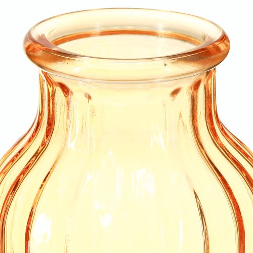 Artículo Jarrón de flores de cristal naranja diseño retro Ø11cm H14,5cm 2uds
