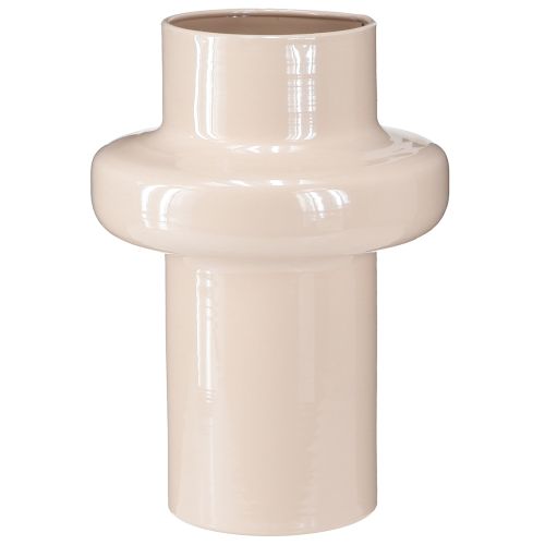 Floristik24 Jarrón de flores de metal esmaltado en color marrón capuchino Ø17cm H23cm