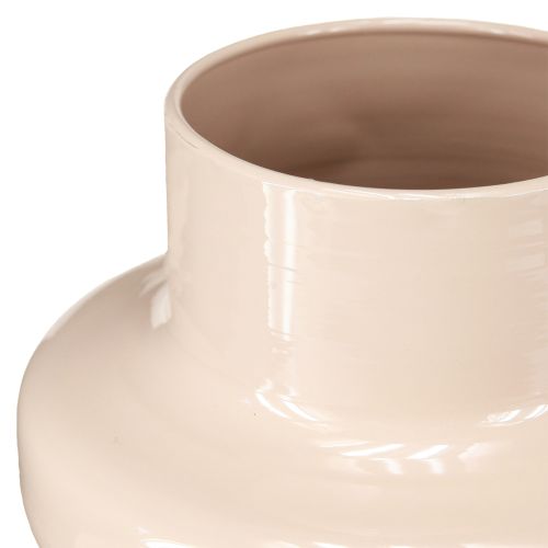 Artículo Jarrón de flores de metal esmaltado en color marrón capuchino Ø17cm H23cm