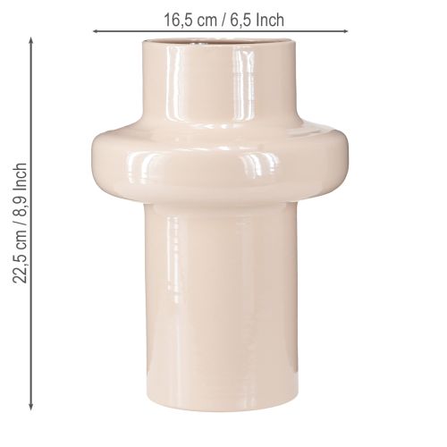Artículo Jarrón de flores de metal esmaltado en color marrón capuchino Ø17cm H23cm