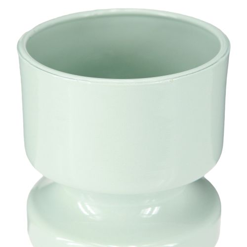 Artículo Jarrón de flores de metal esmaltado en verde menta Ø9cm H17,5cm