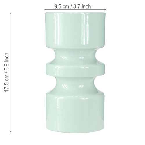 Artículo Jarrón de flores de metal esmaltado en verde menta Ø9cm H17,5cm