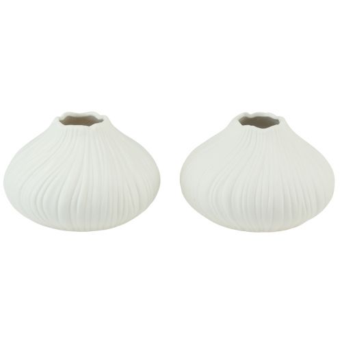 Artículo Florero de cerámica forma de cebolla blanco Ø13cm H13,5cm 2ud