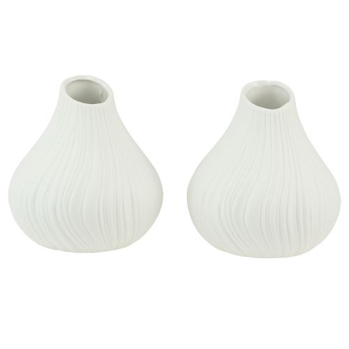 Artículo Florero de cerámica forma de cebolla blanco Ø13cm H13,5cm 2ud