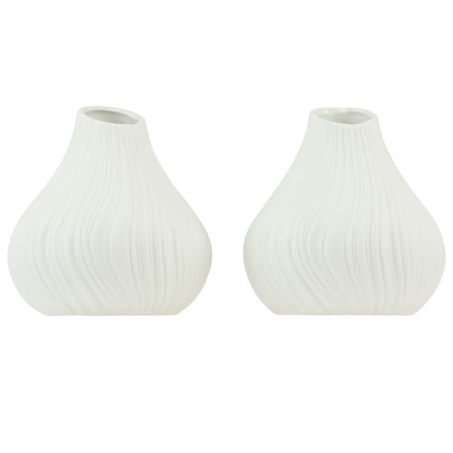 Artículo Florero de cerámica forma de cebolla blanco Ø13cm H13,5cm 2ud