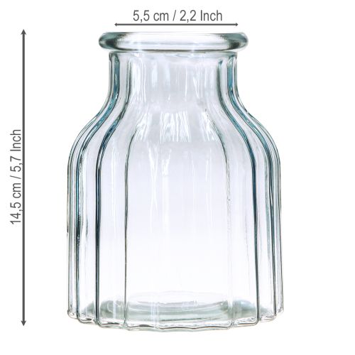 Artículo Jarrones de flores de cristal con diseño de ranuras azul Ø11cm H14.5cm 2uds