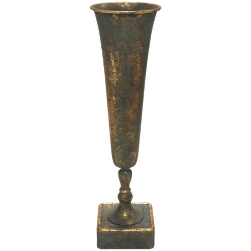 Floristik24 Jarrón de suelo jarrón de metal gris dorado aspecto antiguo Ø15,5cm H57cm