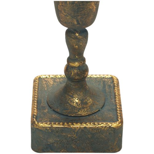 Floristik24 Jarrón de suelo jarrón de metal gris dorado aspecto antiguo Ø15,5cm H57cm