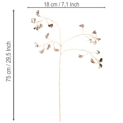 Rama de flor de frijol metálica artificial para Navidad, 80 cm, 3 unidades | Floristik24.es