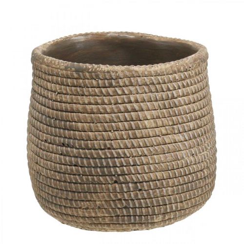 Floristik24 Maceta boho con patrón trenzado macetero de cerámica Ø12cm H14cm 2ud