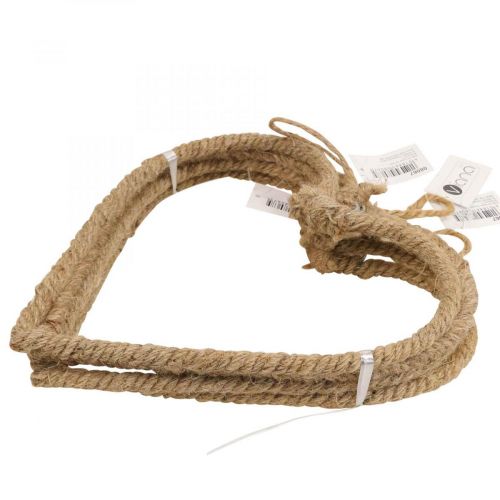 Floristik24 Estilo boho, anillo de metal corazón anillo decorativo cinta de yute B23cm 4pcs