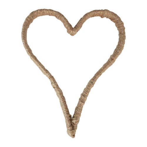 Floristik24 Estilo boho, anillo de metal corazón anillo decorativo cinta de yute 20cm 4ud
