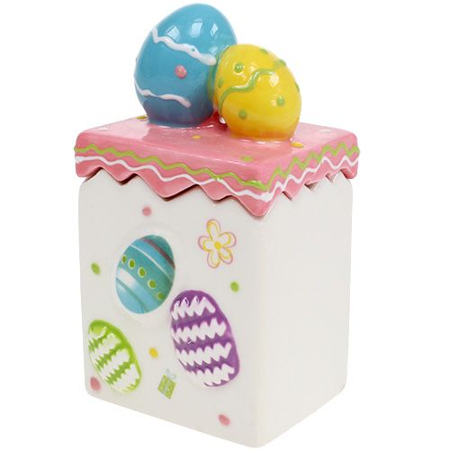 Floristik24 Lata de caramelo rosa Pascua 13,5cm