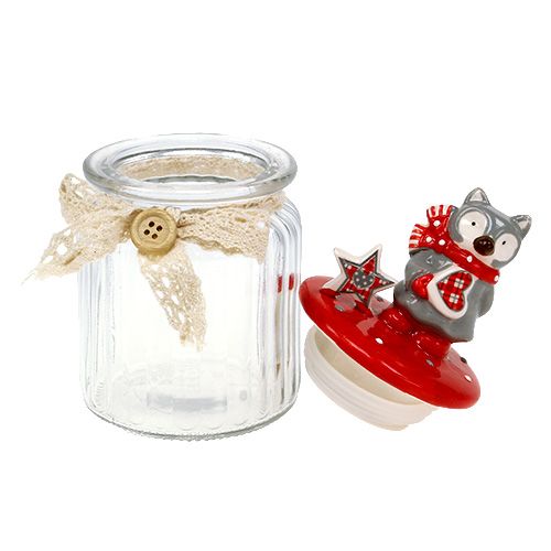 Floristik24 Tarro de dulces con tapa de zorro Ø7,5cm H16cm
